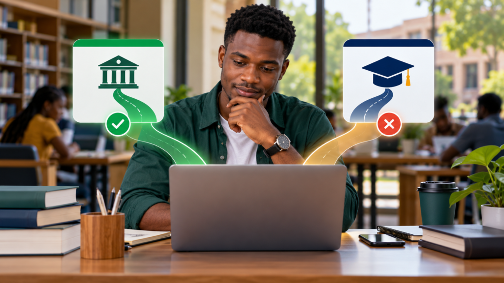 Nigerian student reviewing a JAMB CAPS course transfer decision